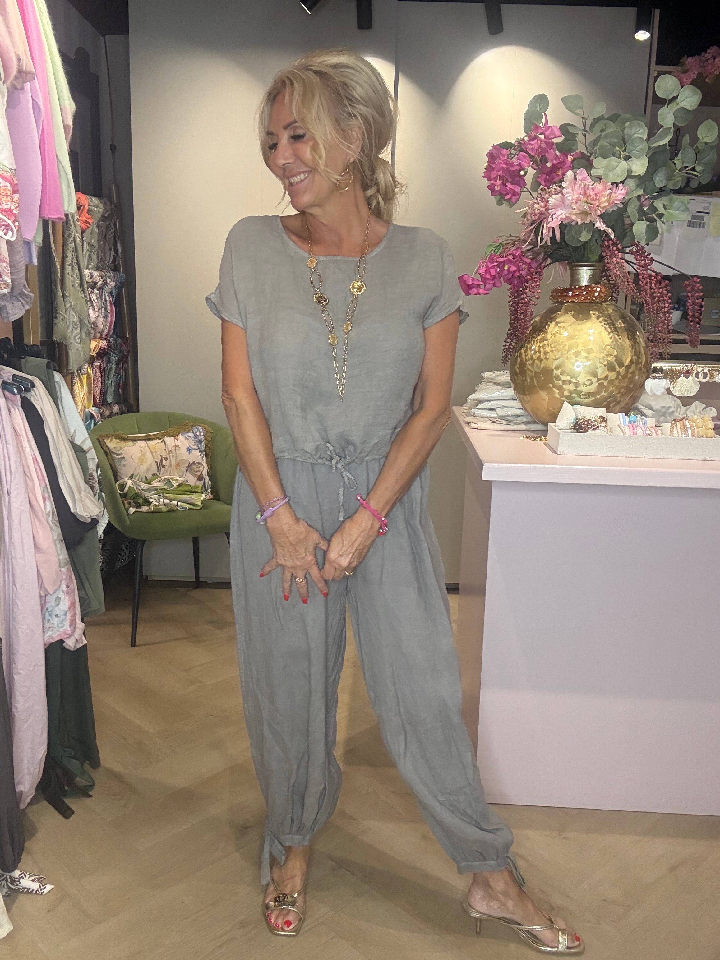 Pantalón harem taupe con lazo